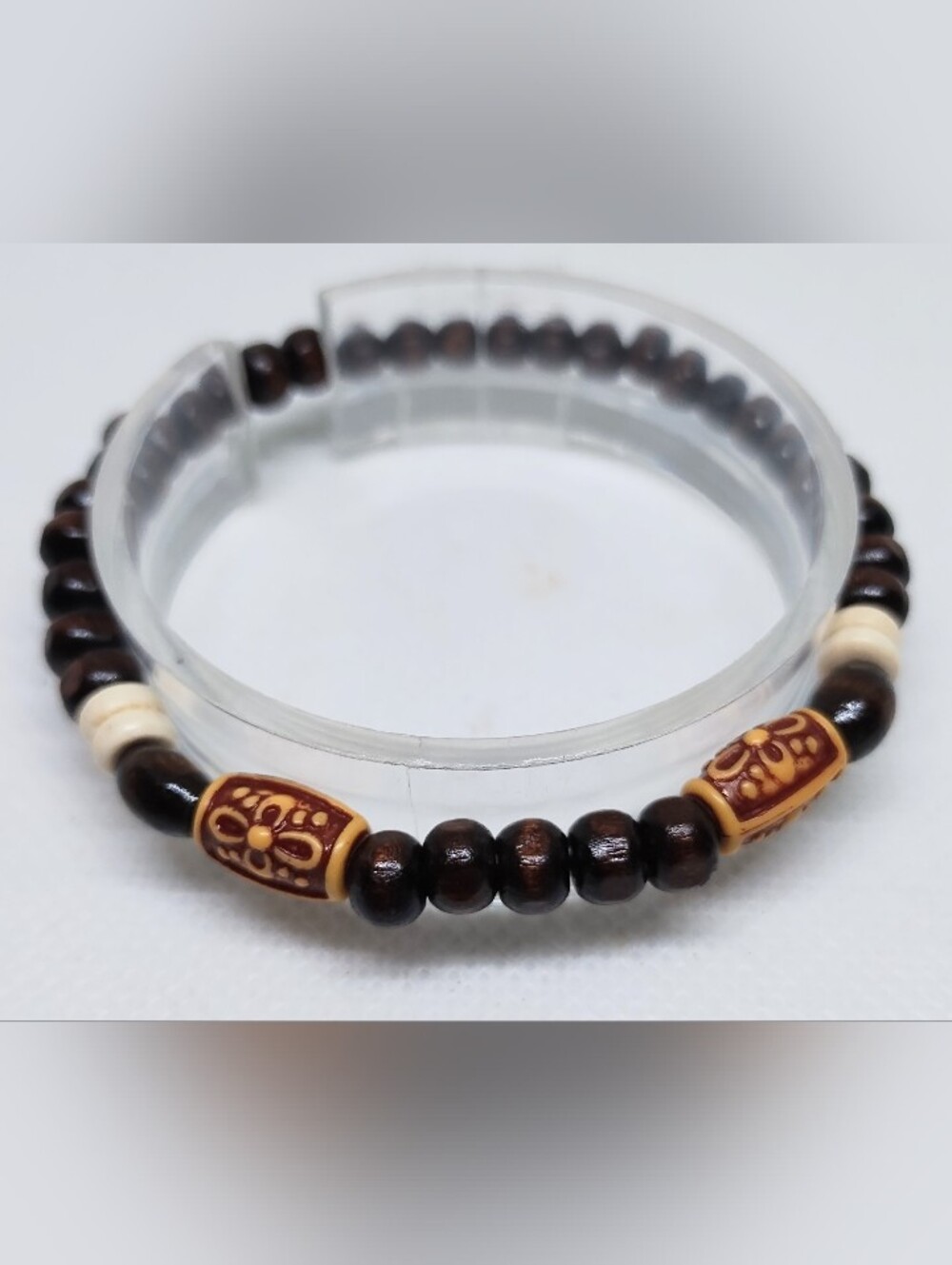 Men's Bracelet Beaded Beads Brown Jewelry New G11‎